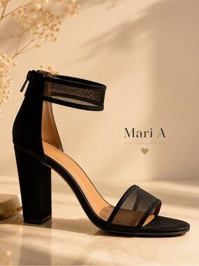 Mari A Black Shoes/Slingback/Mesh/Zippers